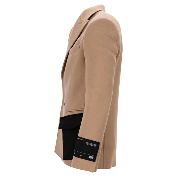 Off-White Patchwork Detail Blazer in Beige Virgin Wool - Picture 2 of 10